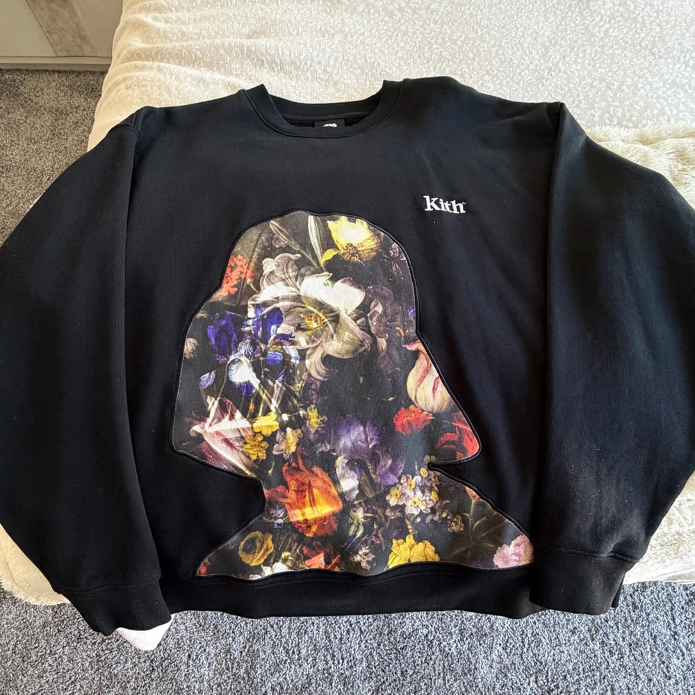 Kith Darth Vader Black Floral Men's Crewneck Sweatshirt